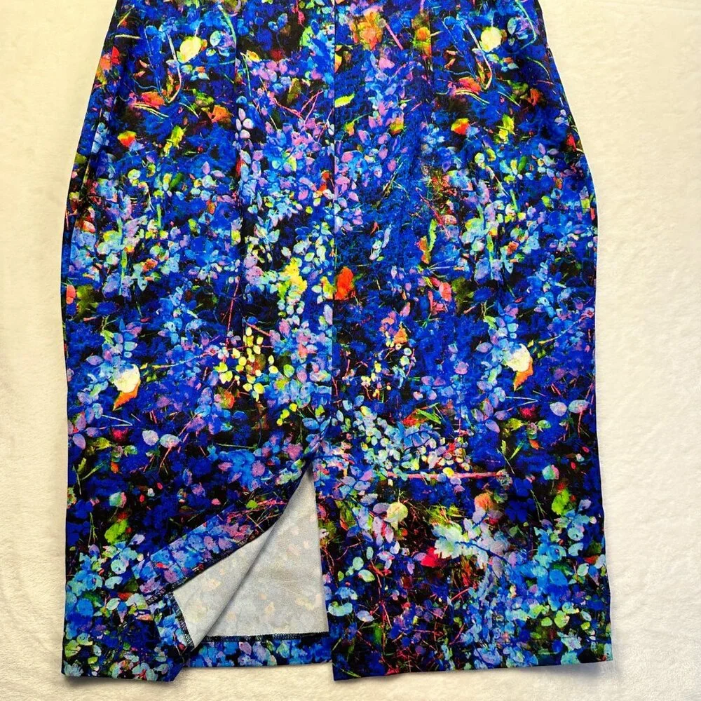 Guantina Womens Sweetheart Midi Bodycon blue dress M/40 Wearable Art Print Artzy - Picture 12 of 13